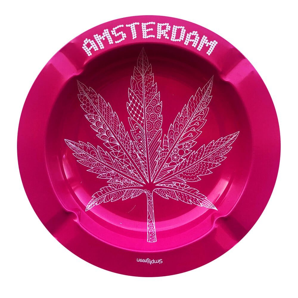 [BEST BUDS] Metal Ashtray - Pink Weed Leaf