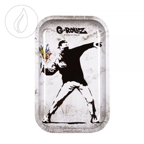 [G-ROLLZ] Rolling Tray M Banksy's Flower Thrower Alt 175 x 275mm