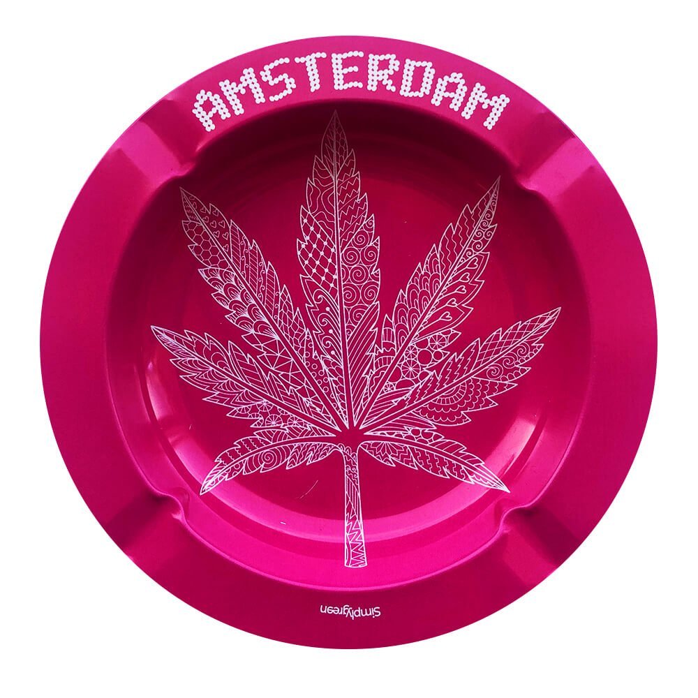 [BEST BUDS] Metal Ashtray - Pink Weed Leaf