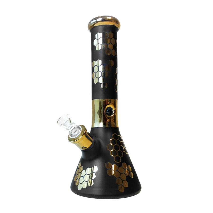 [BLACK SHEEP] Black Bee Hexagon Triple Thick Glass Bong 32cm