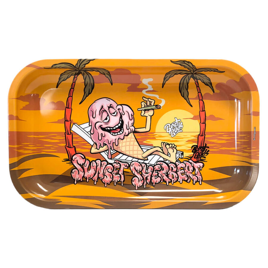 [BEST BUDS] Sunset Sherbet Metal Rolling Tray Long 16×27 cm