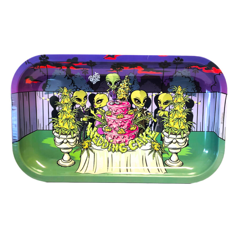 [BEST BUDS] Wedding Cake Metal Rolling Tray Long 16×27 cm