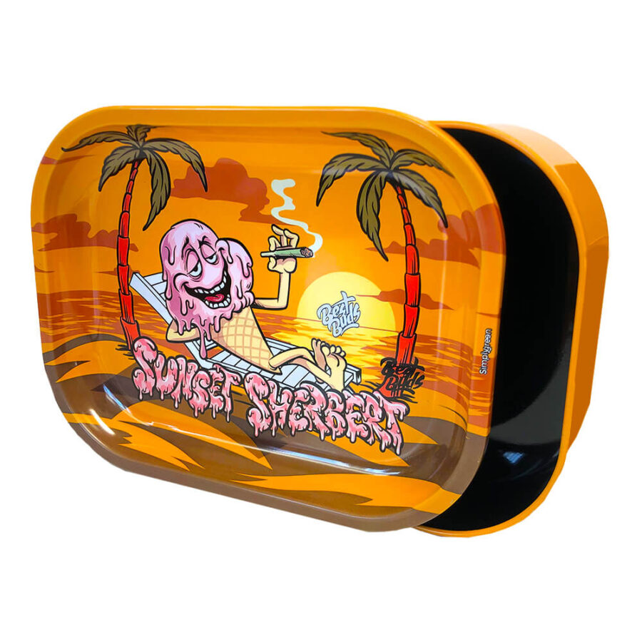 [BEST BUDS] Thin Box Rolling Tray with Storage Sunset Sherbet