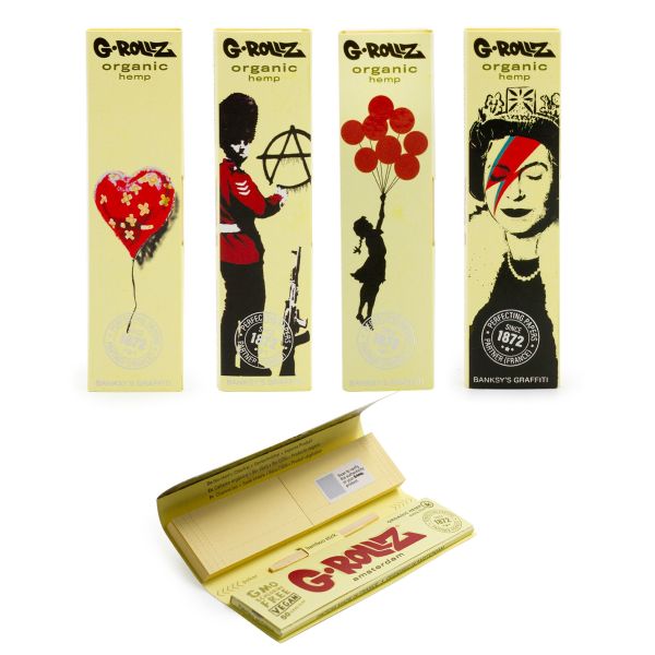 [G-ROLLZ] Banksy's Graffiti - King Size Organic Hemp Extra Thin Papers and Tips