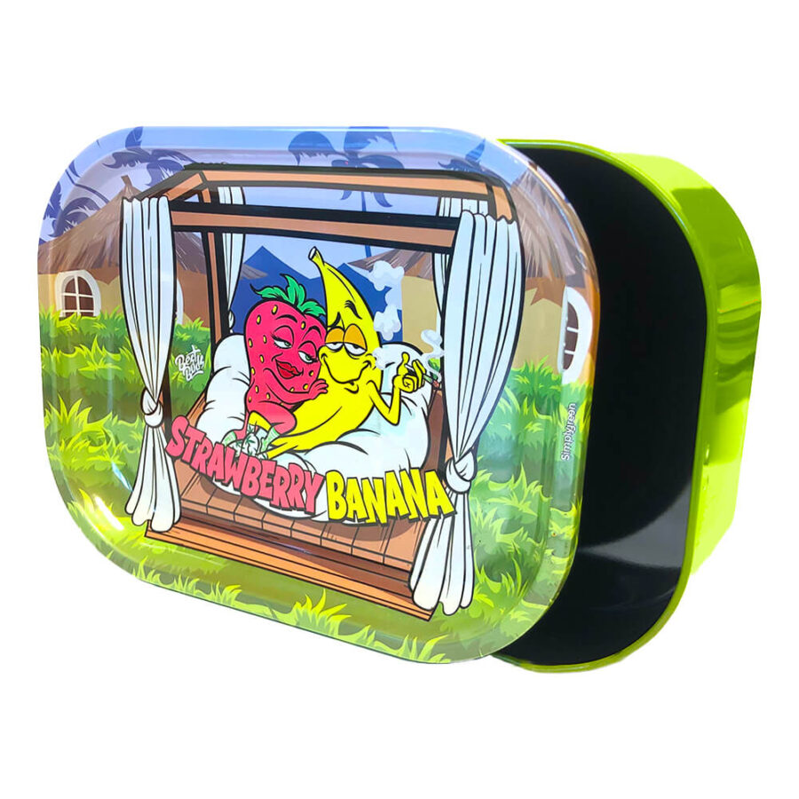 [BEST BUDS] Thin Box Rolling Tray with Storage Strawberry Banana