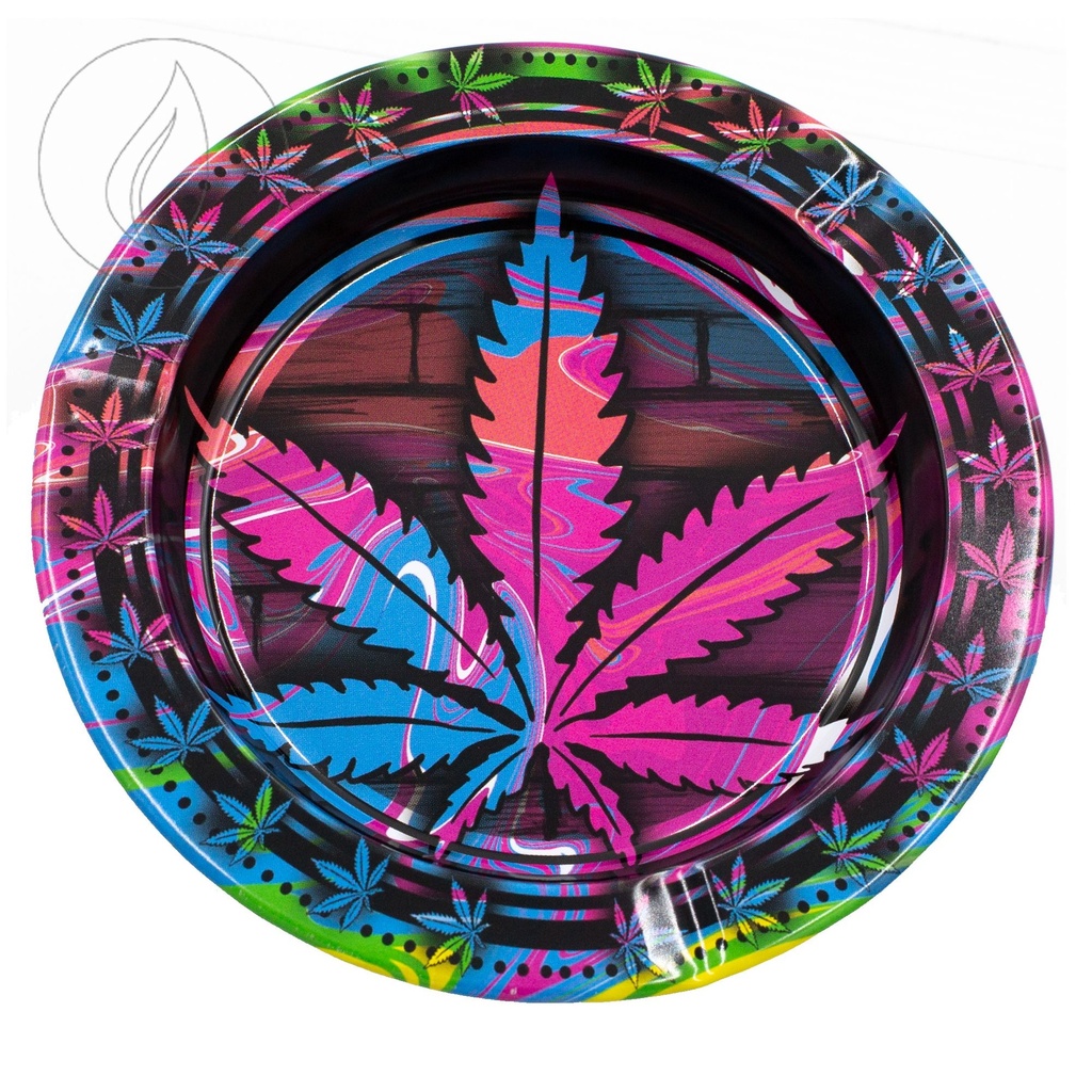 [NO NAME] Metal Tin Ashtray - Colorful Leaf
