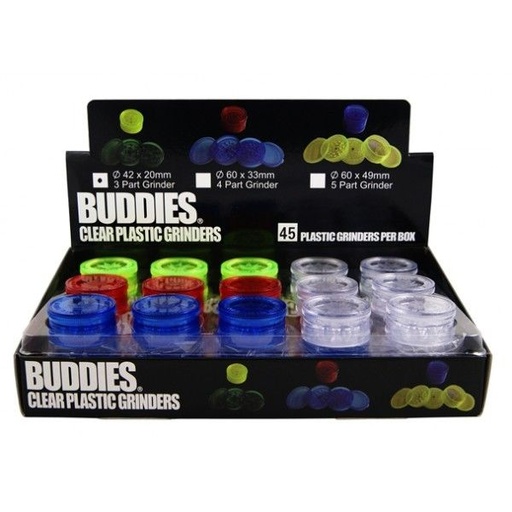 [BUDDIES] Plastic Grinder - 40mm - 2pcs - Assorted colors