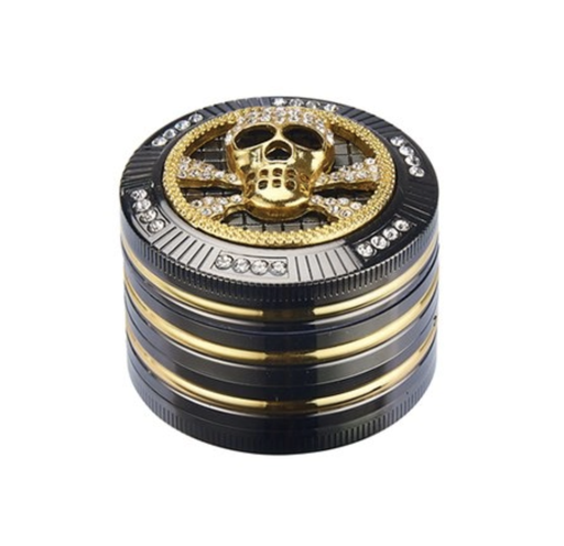 [CHAMP HIGH] GRINDER - Bling Bling Schwarzer Totenkopf - 50x40mm