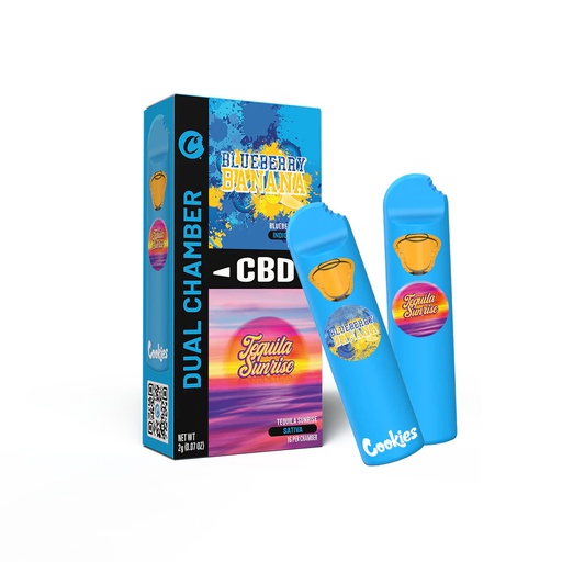 [COOKIES] Dual Chamber CBD Vape (2x1g) - Blueberry Banana & Tequila Sunrise